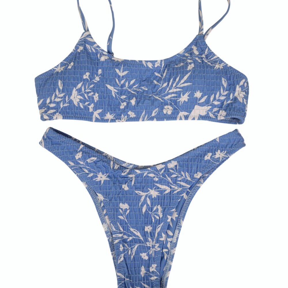 Blue White Floral Bikini Swim Suit New Condition size Small